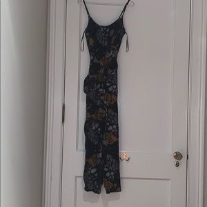 Navy flower print jumpsuit